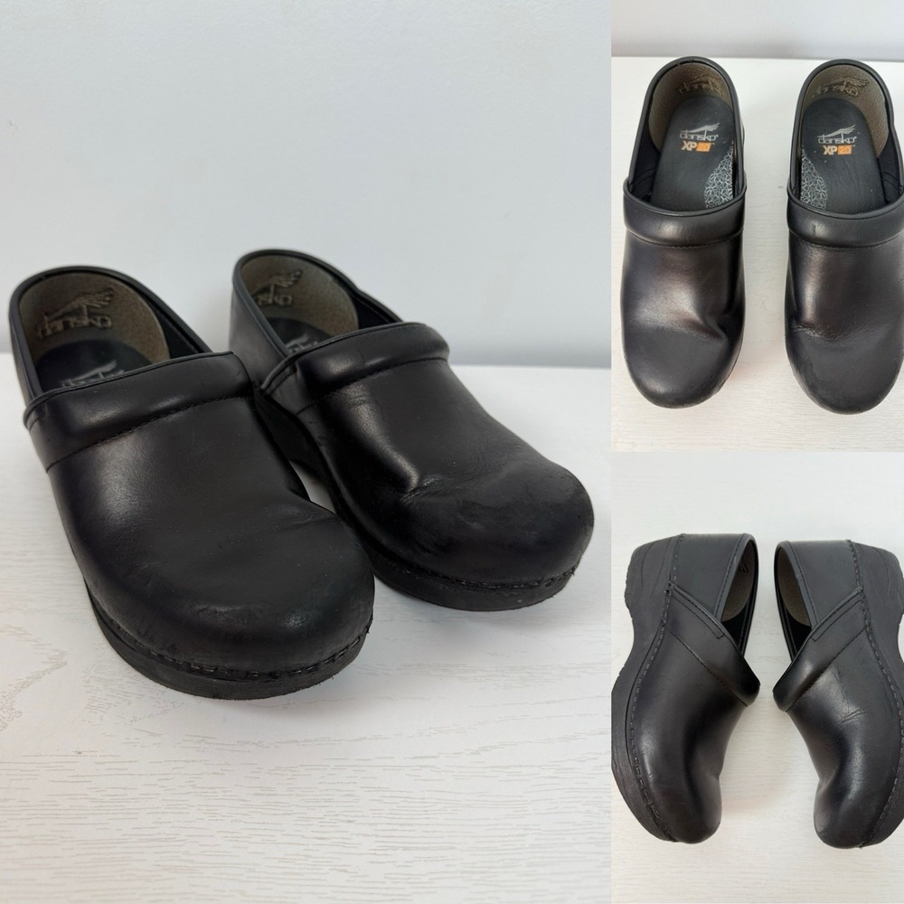 Dansko XP 2.0 Professional Clog Leather Slip On Shoes Black Womens 37 US‎ 6.5-7
